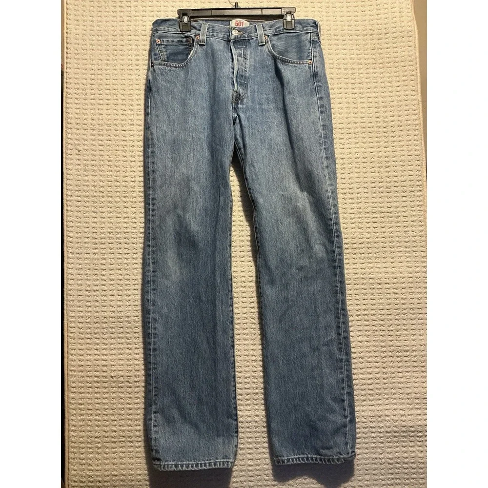 Levis 501 Straight Leg Stone Wash Button Fly Jeans 34x34 07/09‎ See Label Photos